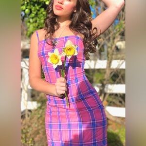 Pink Plaid Mini Dress